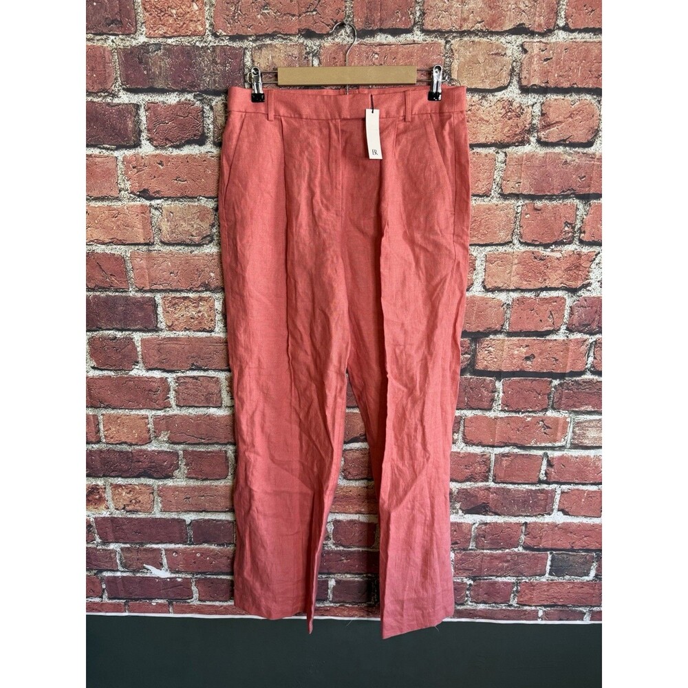 Banana Republic Womens Pink Linen Straight Leg Pants Long Size 10L NWT